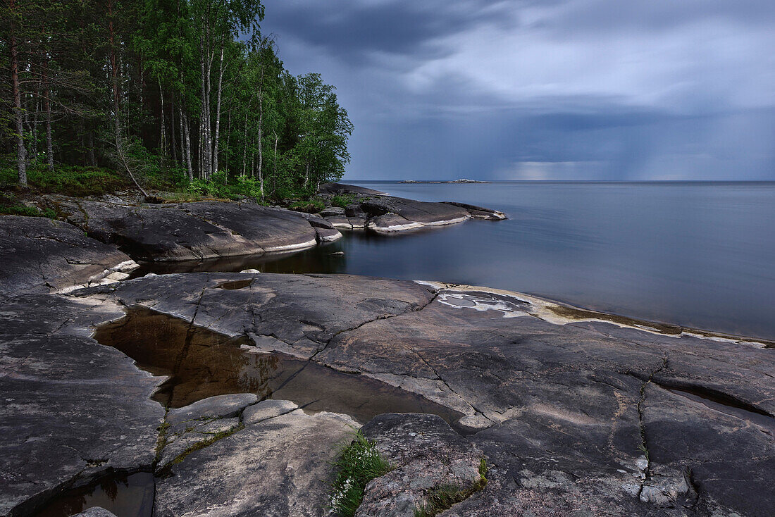 White Nights, shore of lake Onega, The Republic of Karelia, Russia