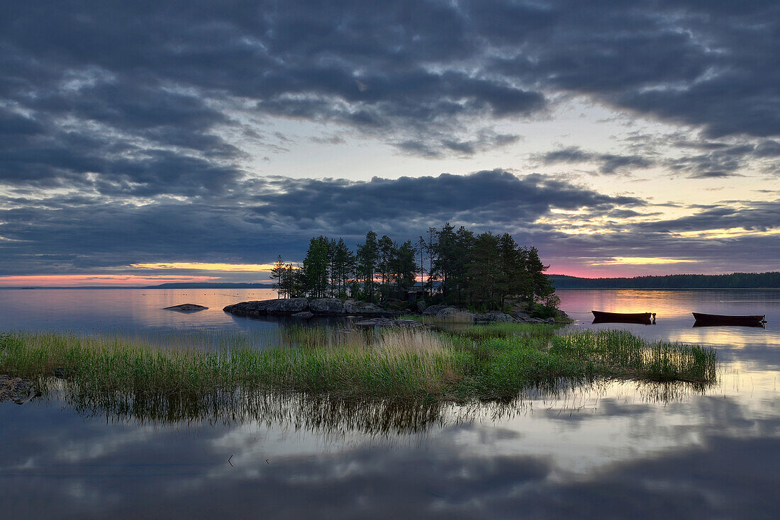 Morgendämmerung, Onegasee, Republik Karelien, Russland