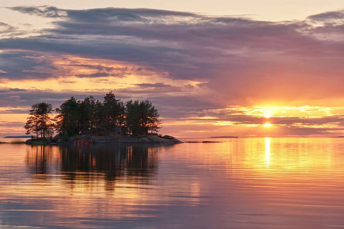 Sunset at lake Onega, The Republic of Karelia, Russia