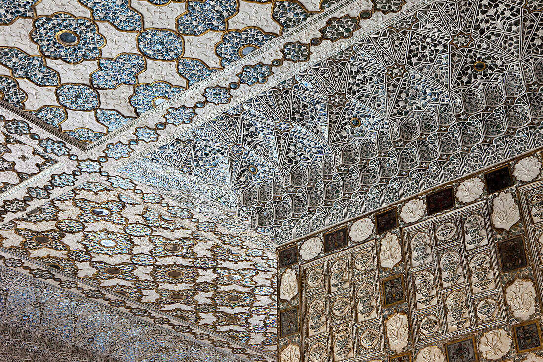 Spiegelmosaikdeckengewölbe im Amer Fort, Jaipur, Rajasthan, Indien