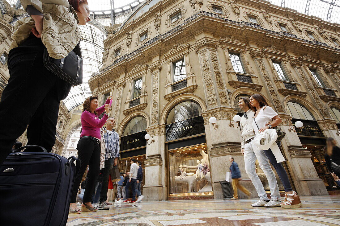 People shopping, Galleria Vittorio Emanuele II, Milan, Lombardy, Italy