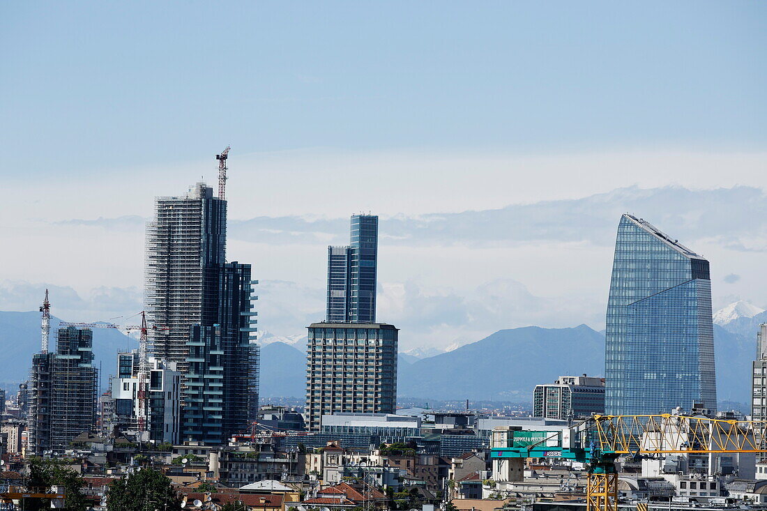 Cityscape with skyscrapers, Milan, Lombardy, Italy