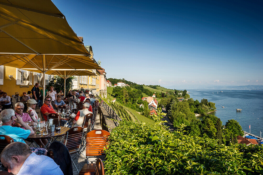 restaurant with panoramic view, Meersburg, Lake Constance, Baden-Württemberg, Germany
