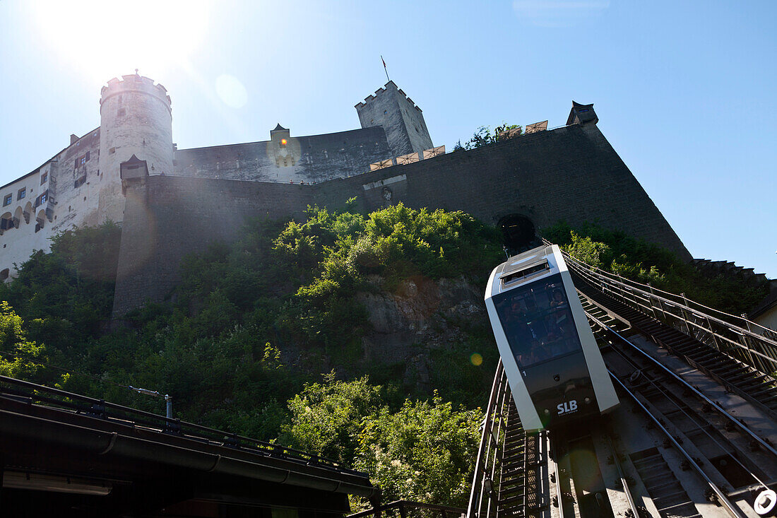 Standseilbahn auf die Festung Hohensalzburg, Salzburg, Österreich