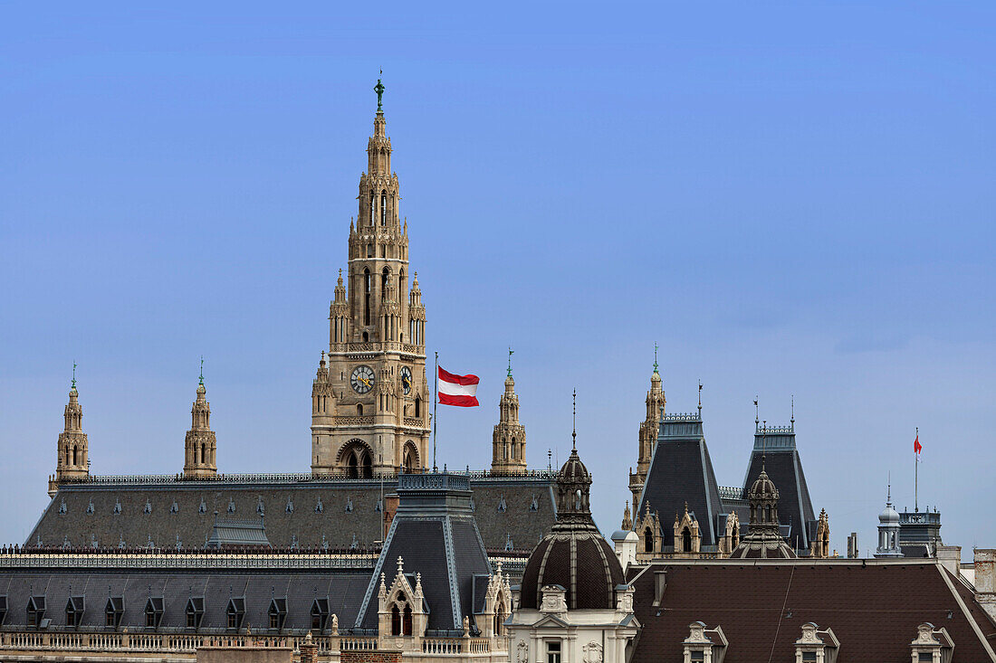 Rathaus and rooftops of Vienna, Austria