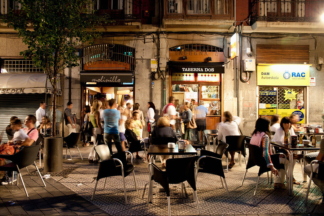 Traditional Tapas Bar And Terraces In Abando, Bilbao, Basque Country, Spain