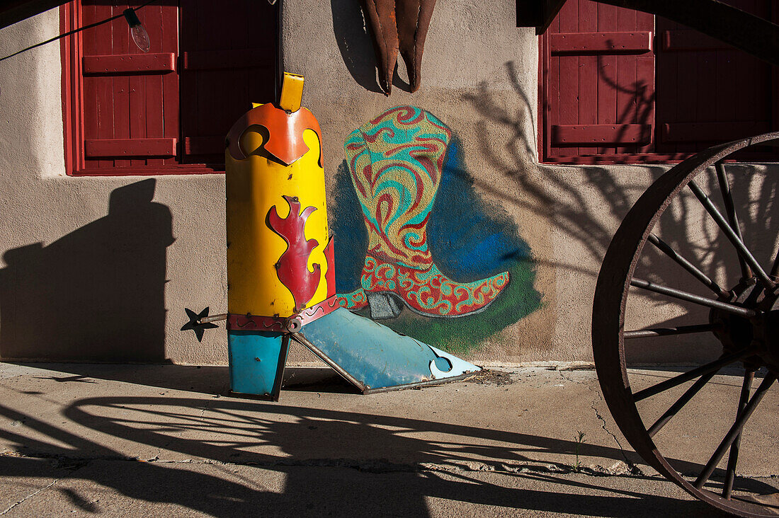 Cowboy Boot Metal Sculpture, Alpine, Texas, Usa