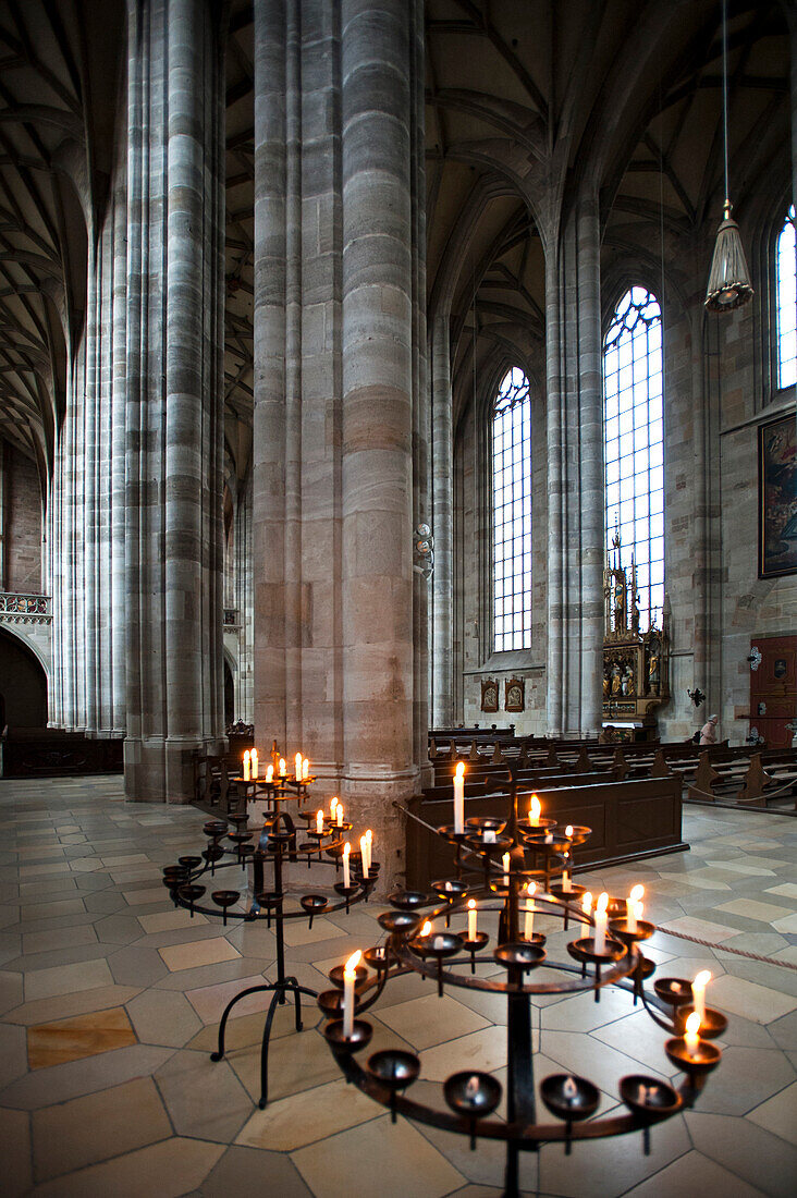 Interior of St. George Cathedral, Dinkelsbuehl, Franconia, Bavaria, Germany