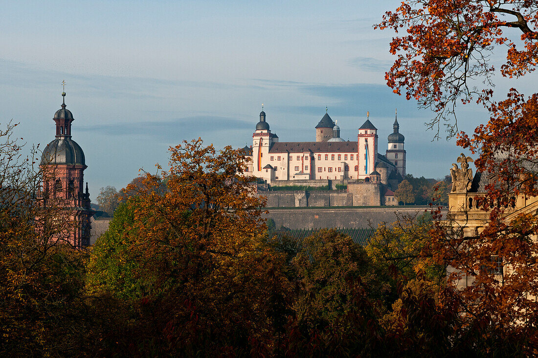 Blick zur Festung Marienberg, Würzburg, Franken, Bayern, Deutschland