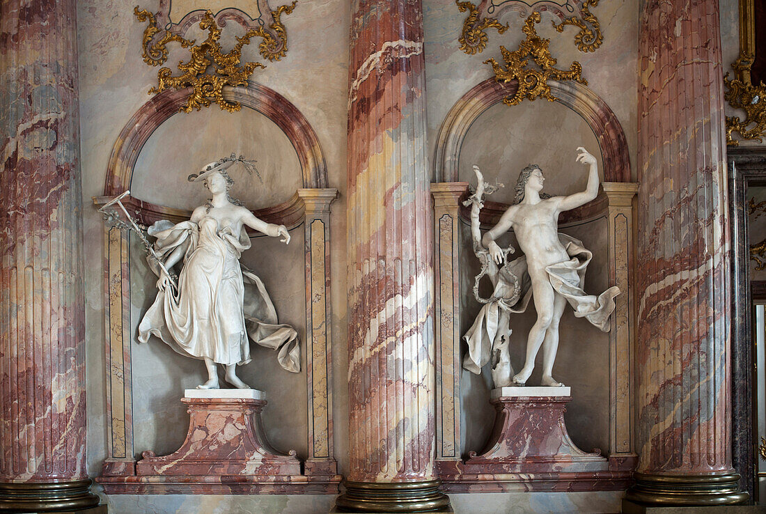 Detail in the Emperial Hall, Wuerzburger Residence, Wuerzburg, Franconia, Bavaria, Germany