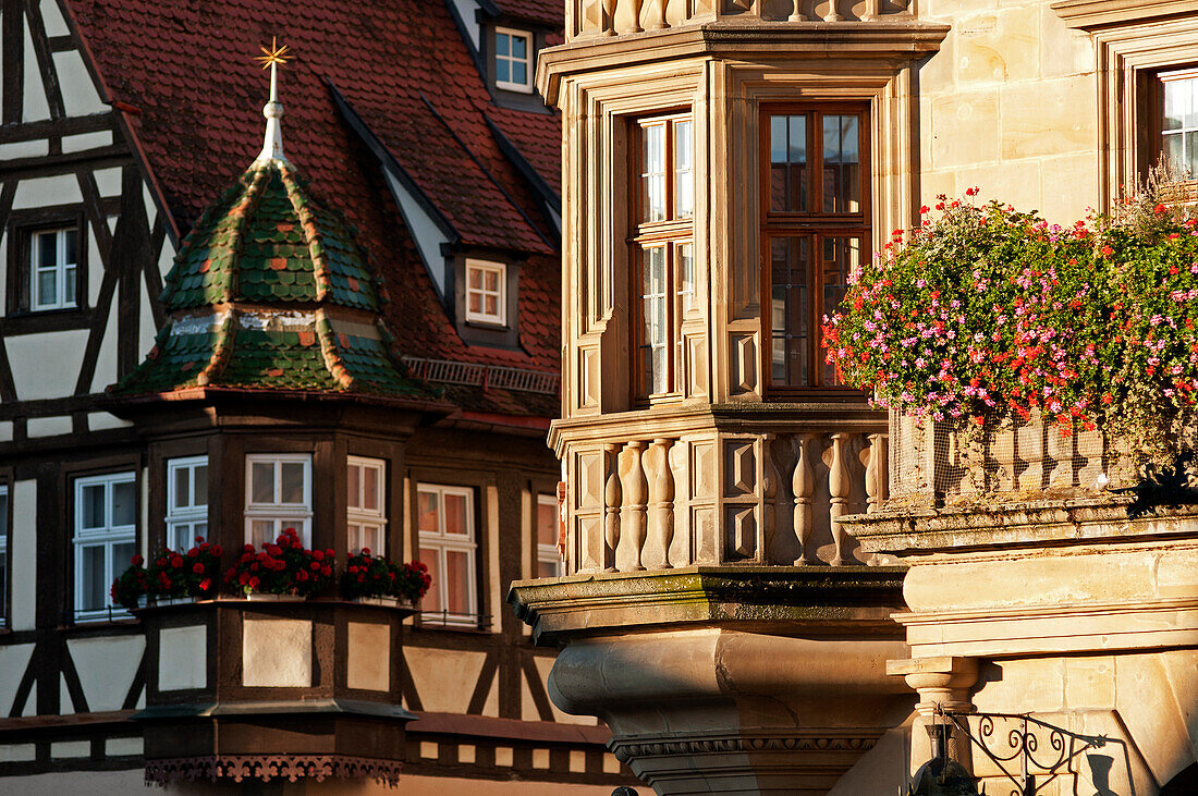 Detail of the historic city centre, Rothenburg ob der Tauber, Middle Franconia, Franconia, Bavaria, Germany