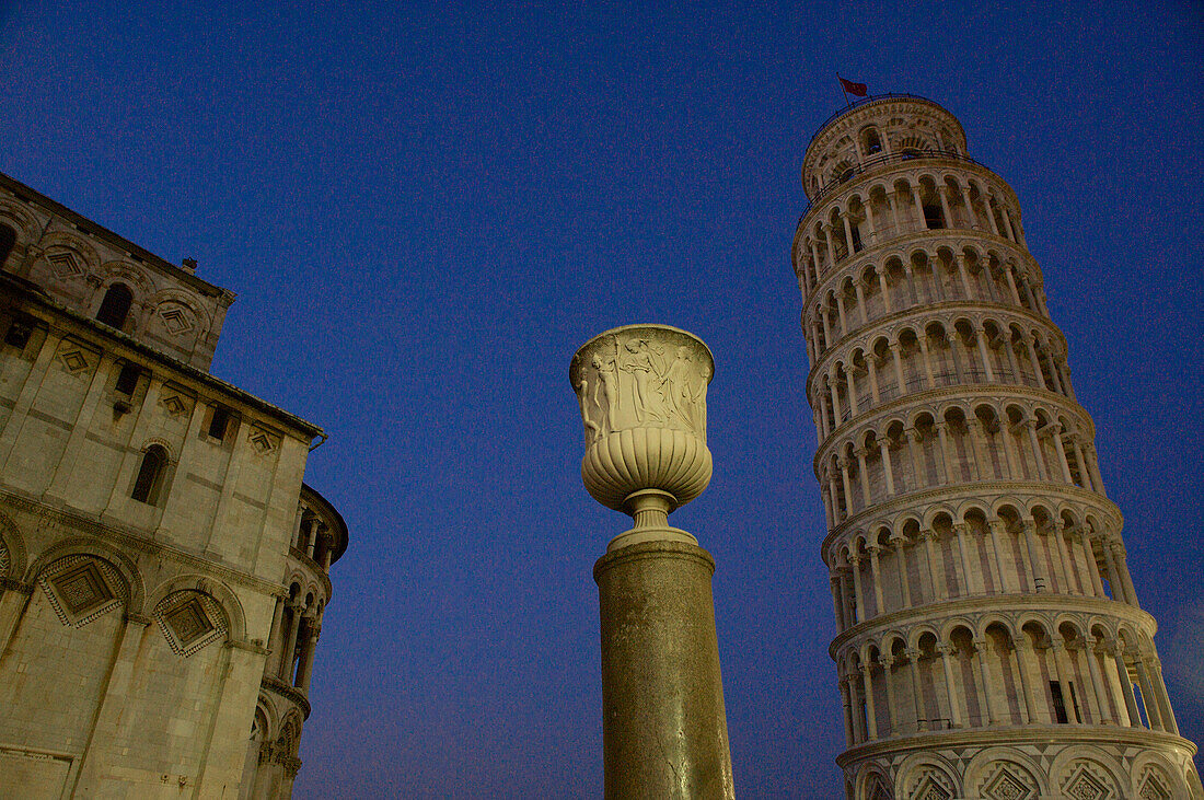 The Leaning Tower of Pisa at dusk, Pisa, Tuscany, Italy