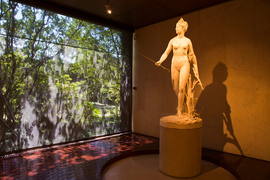 Marble sculpture Diana (1780) by Jean-Antoine Houdon on display at Calouste Gulbenkian Museum, Lisbon, Lisboa, Portugal