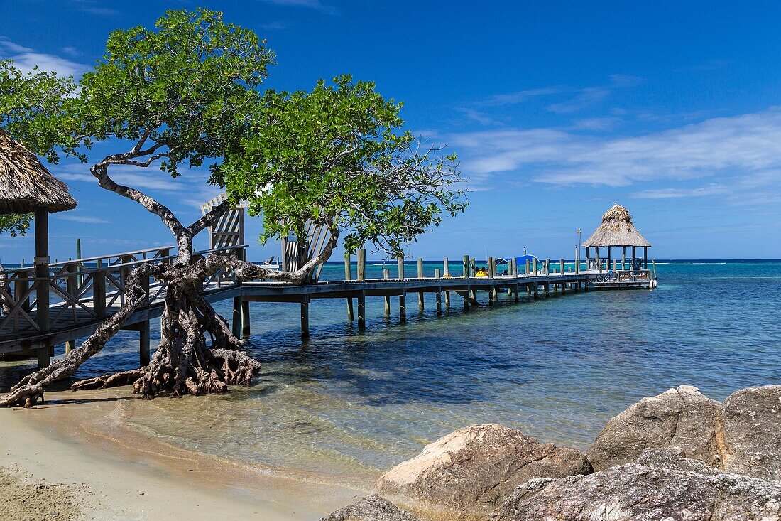 A beach pier near Sandy Bay, Roatan, Honduras