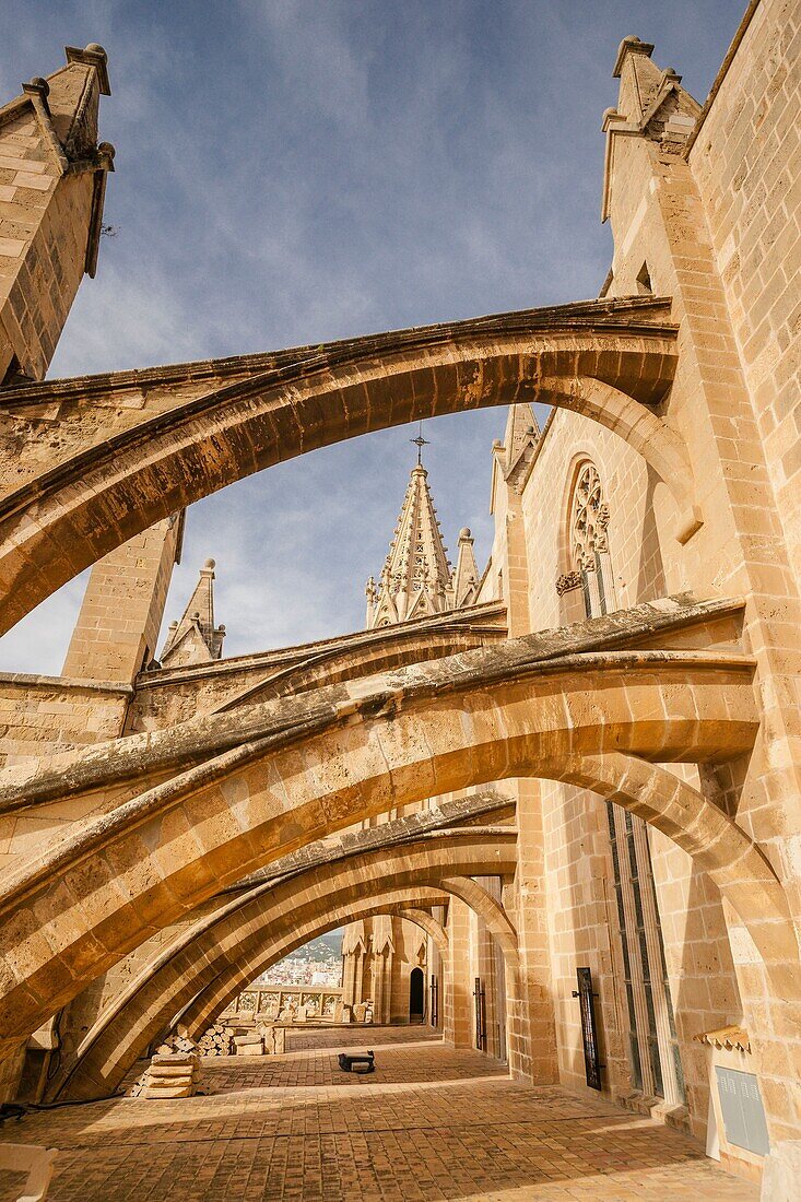 Strebepfeiler, Kathedrale von Mallorca, XIII. Jahrhundert, Historisch-künstlerisch, Palma, Mallorca, Balearen, Spanien, Europa