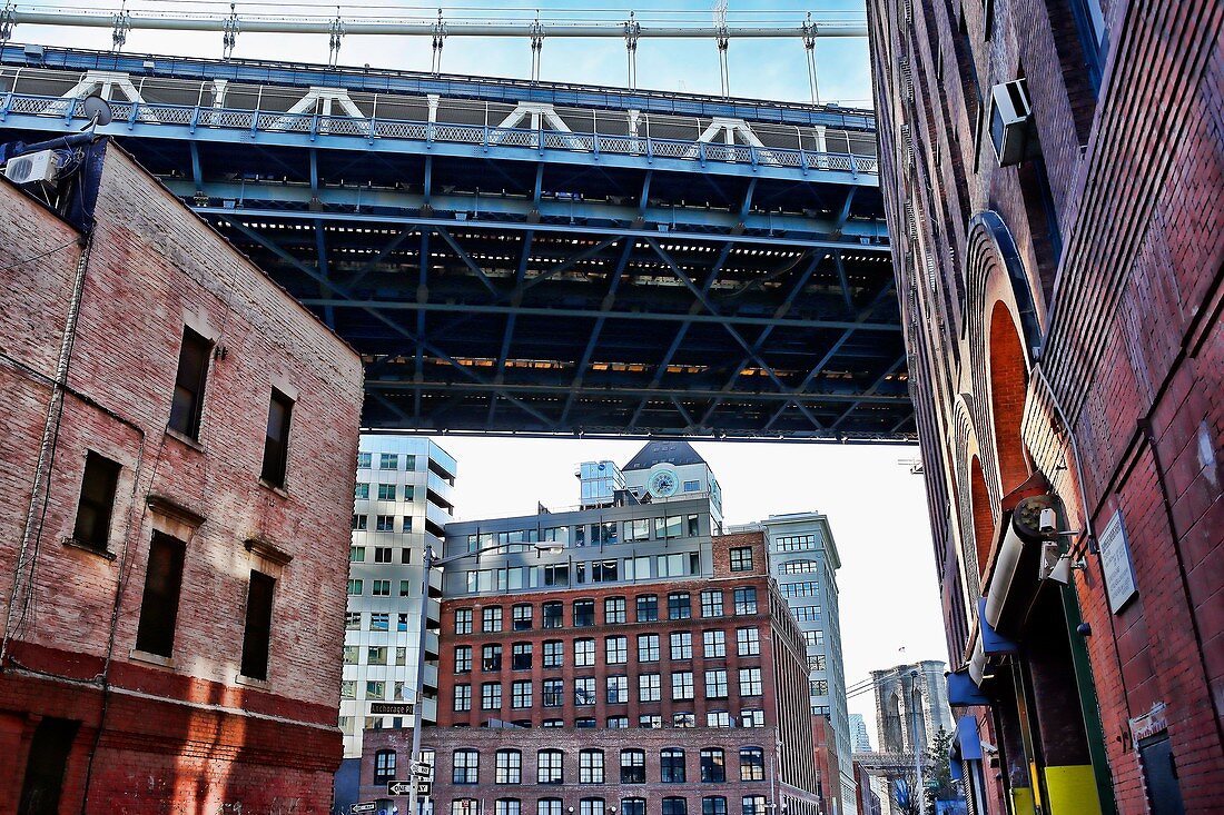 DUMBO Neighborhod, Brooklyn, NY, - Down Under the Manhattan Bridge