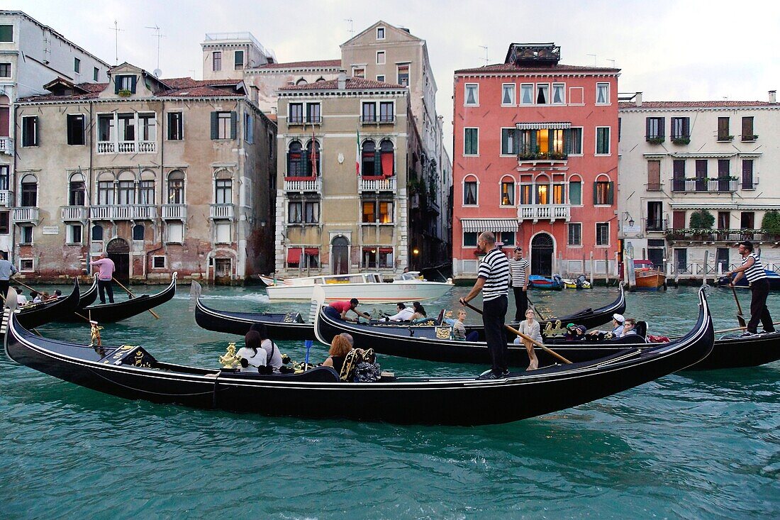 Venice Italy  Gondolas on the Grand Canal in Venice