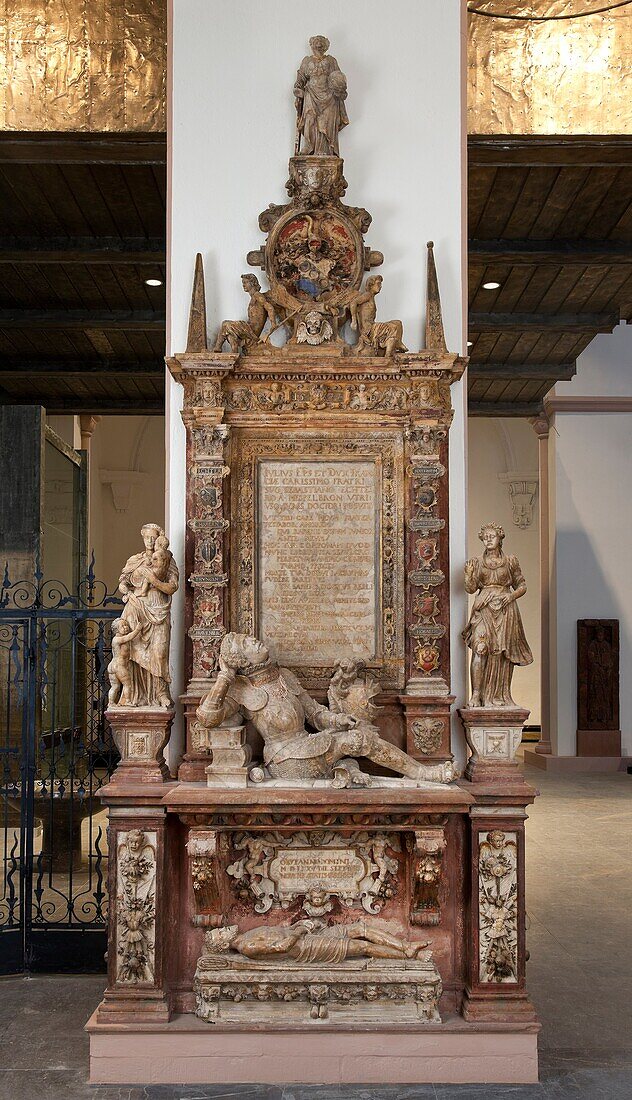 Grave slab Sebastian Echter von Mespelbrunn, Kilian Cathedral, Würzburg, Bavaria, Germany