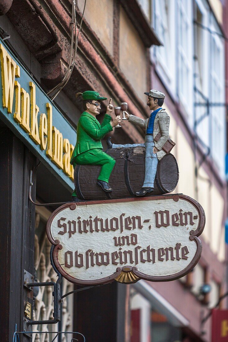 advertising, advertize, color image, commerce, day, Europe, fairy tale, German, Germany, Hannoversch Münden, Lower Saxony, outdoors, route, sign, vertical, V04-1844537, AGEFOTOSTOCK 