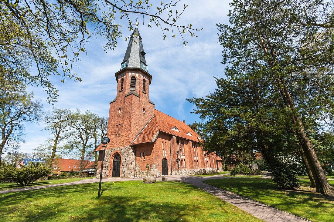 Brick church Feldsteinkirche in Apensen, Lower Saxony, Germany, Europe