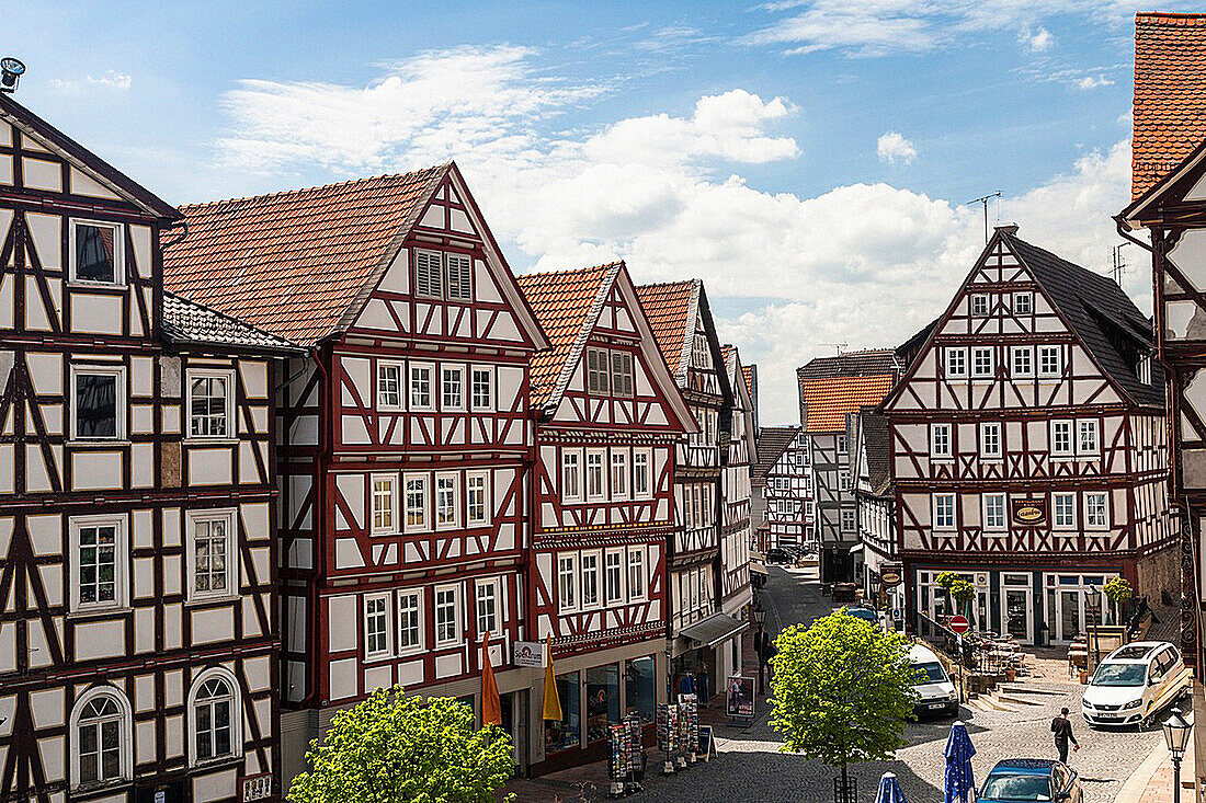 Traditional houses in Homberg Efze on the German Fairy Tale Route, Hesse, Germany, Europe