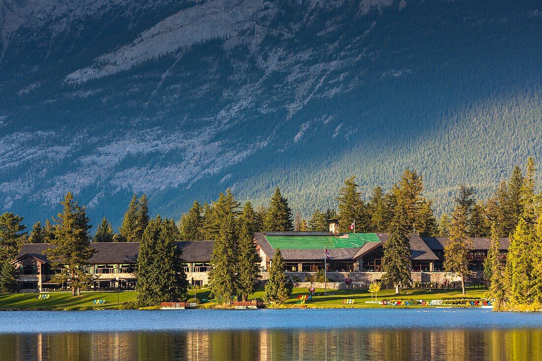 Club house of the golf course at Lake Beauvert, Jasper National Park, Alberta, Canada
