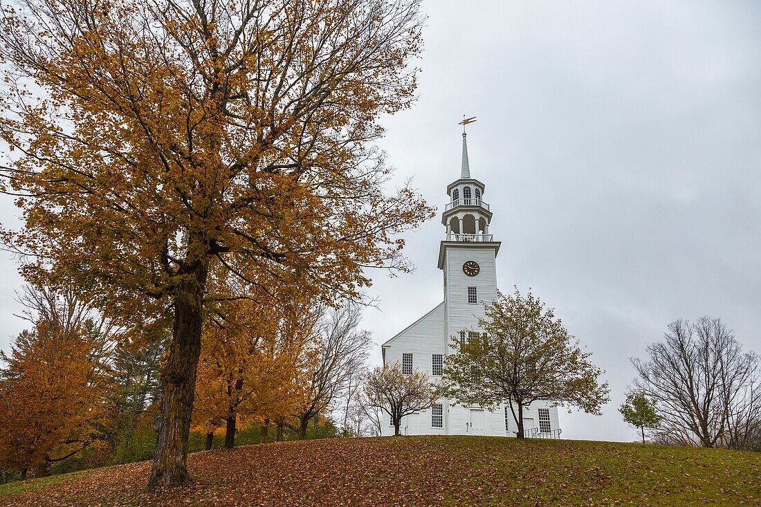 The picturesque Town House with belltower in Strafford, Vermont, USA
