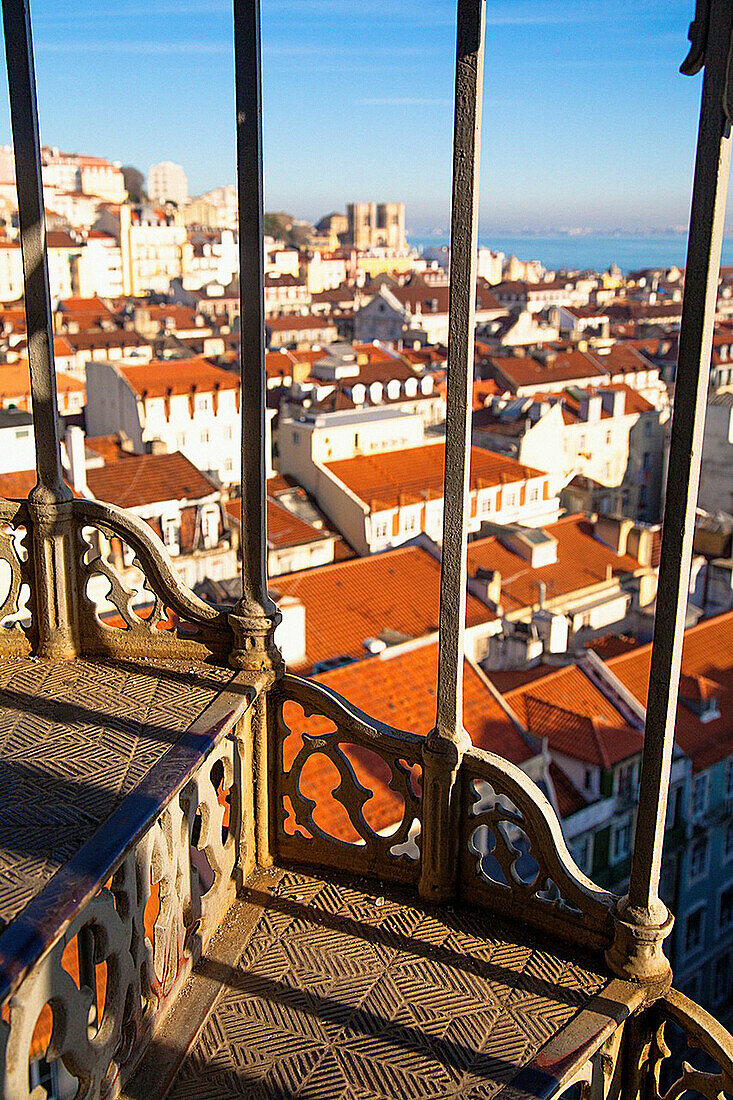 Overlooking Lisbon from Elevator de Santa Justa, Lisbon, Portugal, Europe