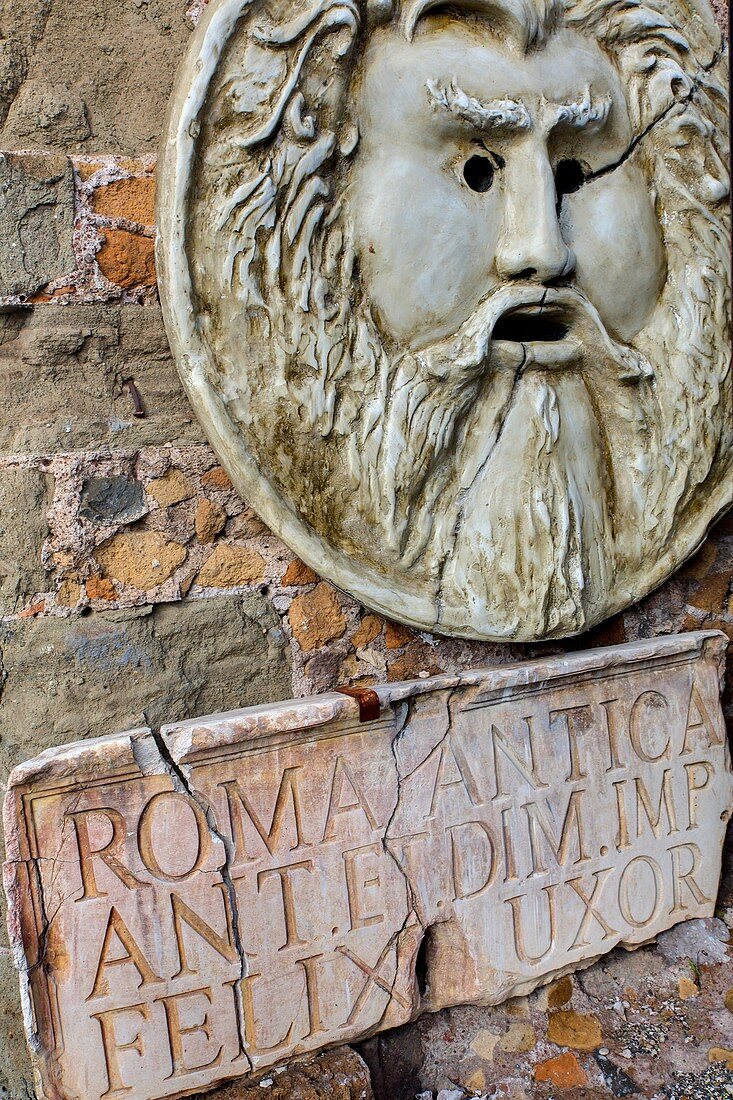 Copy of the Bocca della Verita´ statue Rome Italy