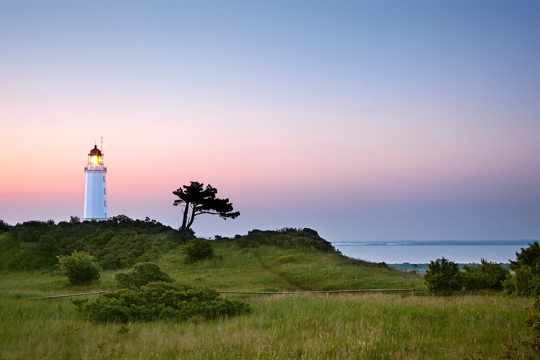 Lighthouse at the Dornbusch, Hiddensee island, National Park Vorpommersche Boddenlandschaft, Baltic Sea, Mecklenburg Western-Pomerania, Germany
