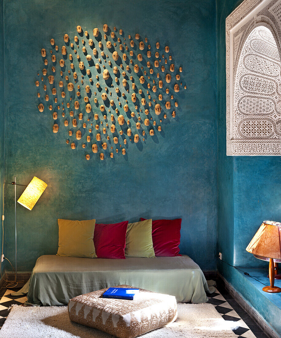 Sitzecke in Zimmer 10, El Fenn, Marrakesch, Marokko
