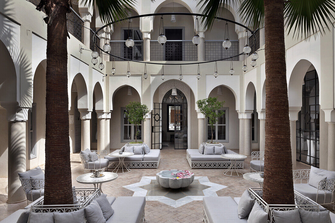 Innenhof, Riad Nashira, Marrakesch, Marokko