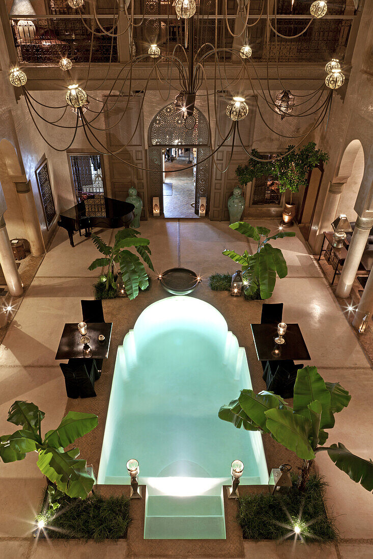 Innenhof mit Pool, Riad Noir D'Ivoire, Marrakesch, Marokko