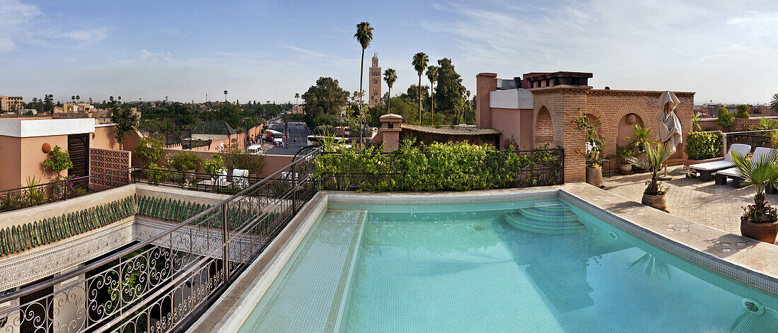Rooftop swimming pool, Villa des Orangers, Marrakech, Morocco