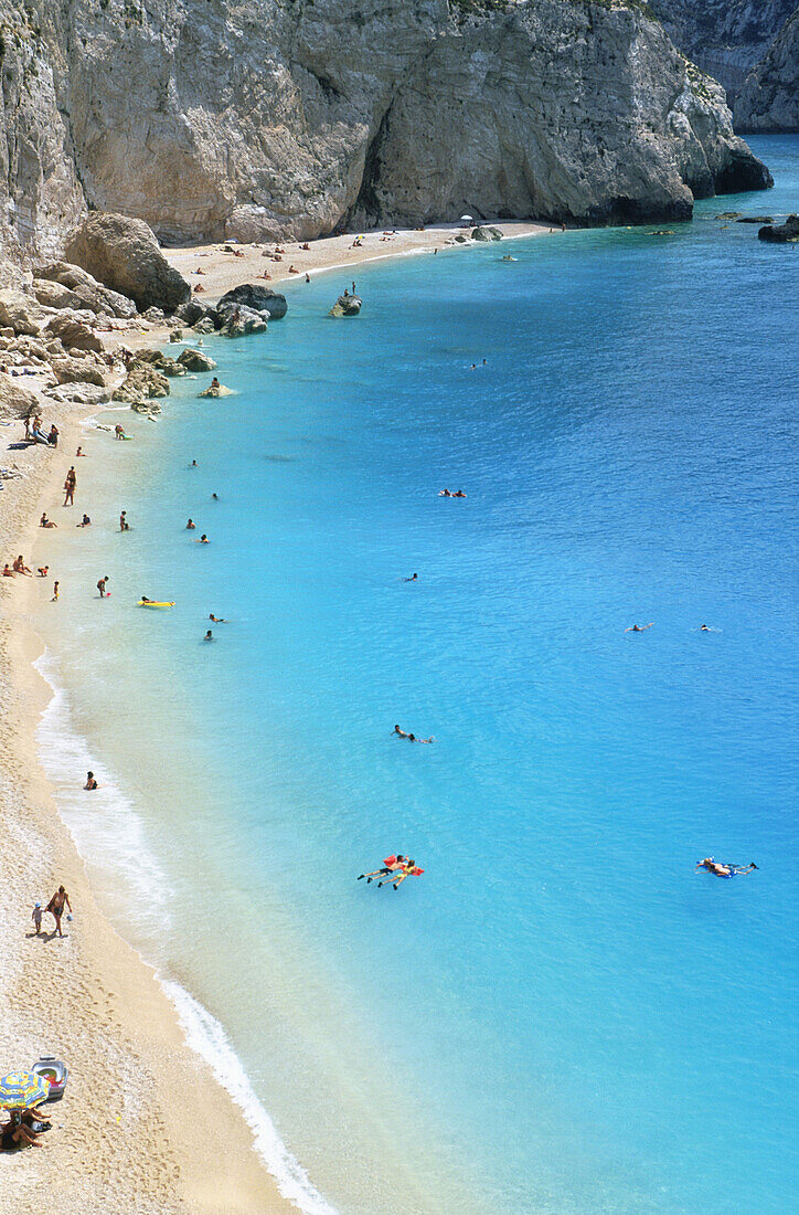beach Greece Ionic islands isles Lefkada Levkas Porto Katsiki Beach steep coast beach holidays