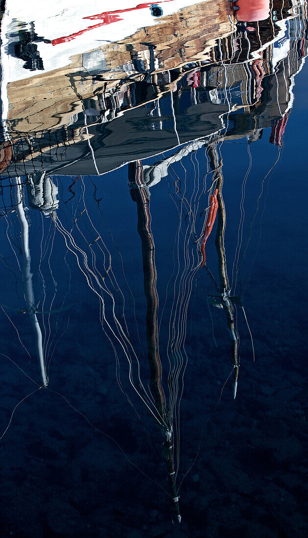 Reflection of a sailboat, Hvar, Dalmatia, Croatia