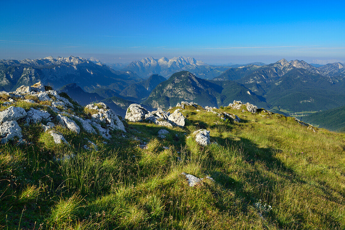 View from mount Hochstaufen, Chiemgau Alps, Chiemgau, Upper Bavaria, Bavaria, Germany