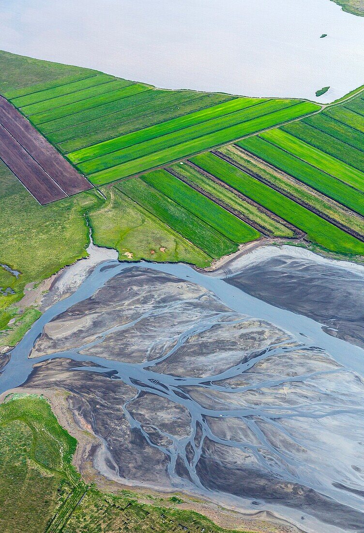 Aerial view on the way to the Snaefellsness peninsula, Iceland, Europe.