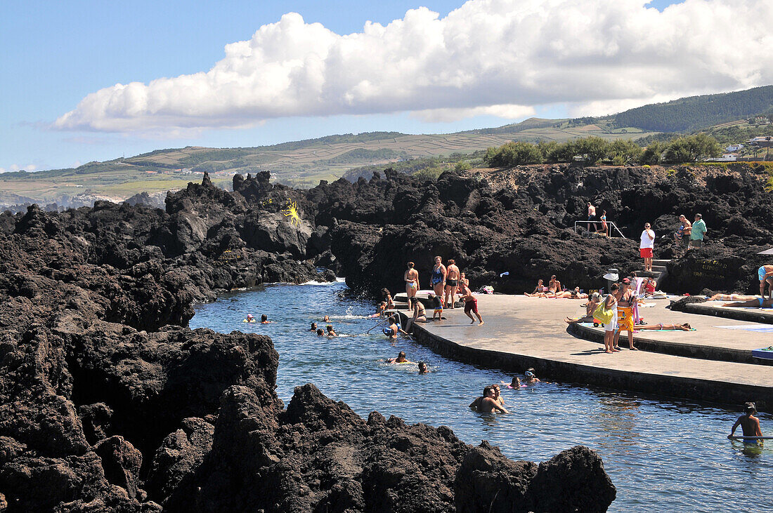 Natural pools near Biscoitos, north coast, Island of Terceira, Azores, Portugal