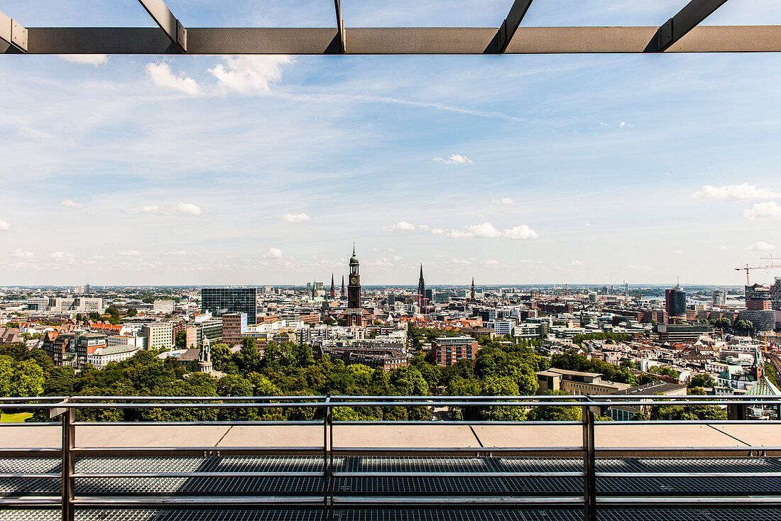 View to the church of St. Michael and other churches in Hamburg, Hamburg, Germany