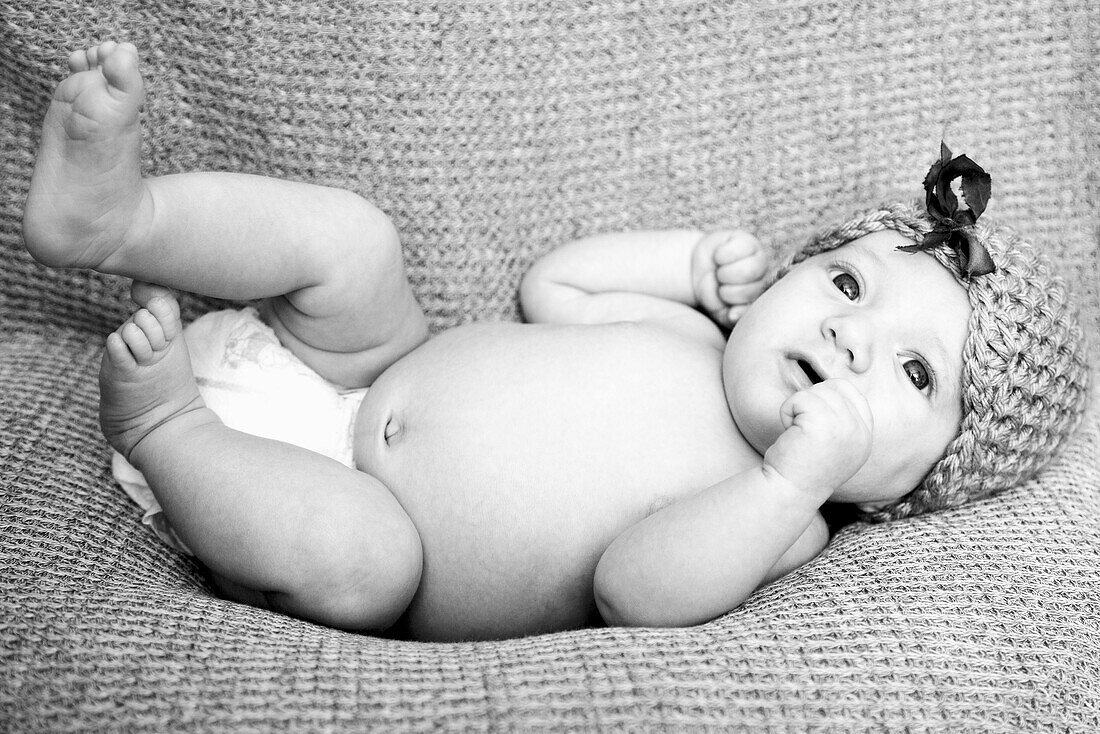 Newborn Baby in Knitted Cap