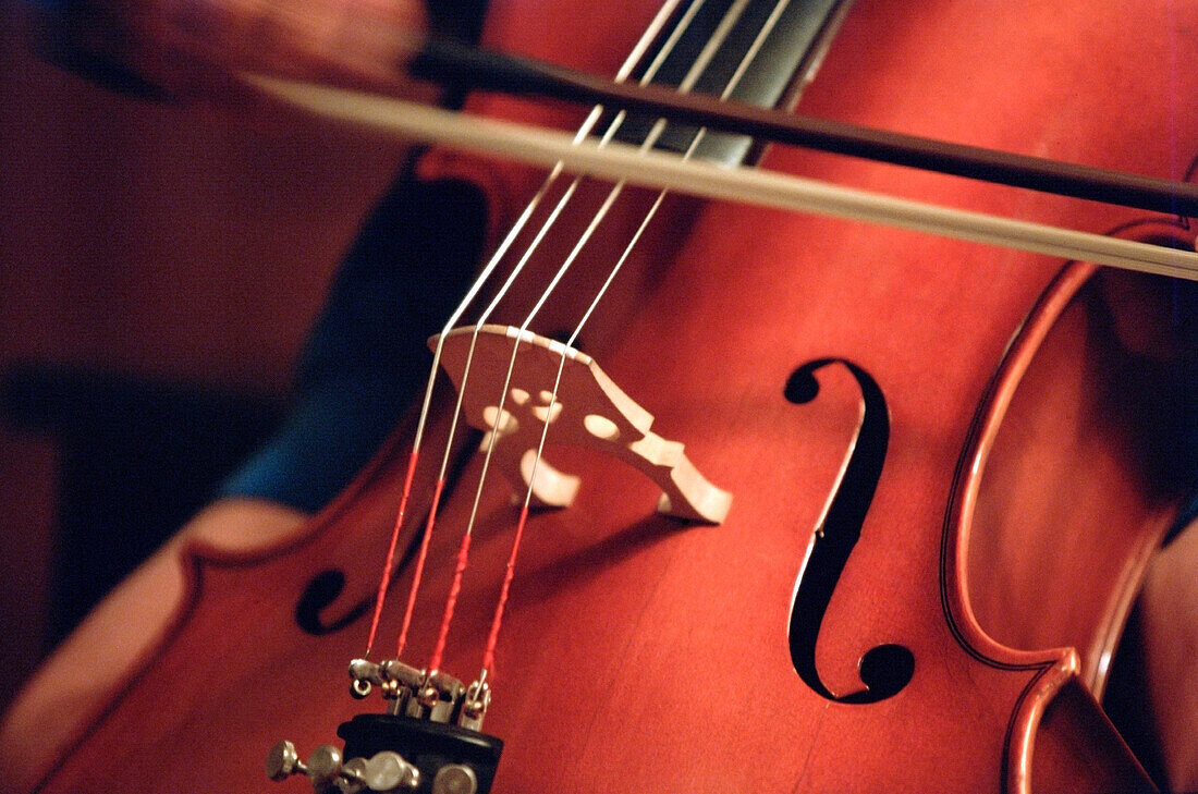 Person Playing Cello, Close-Up