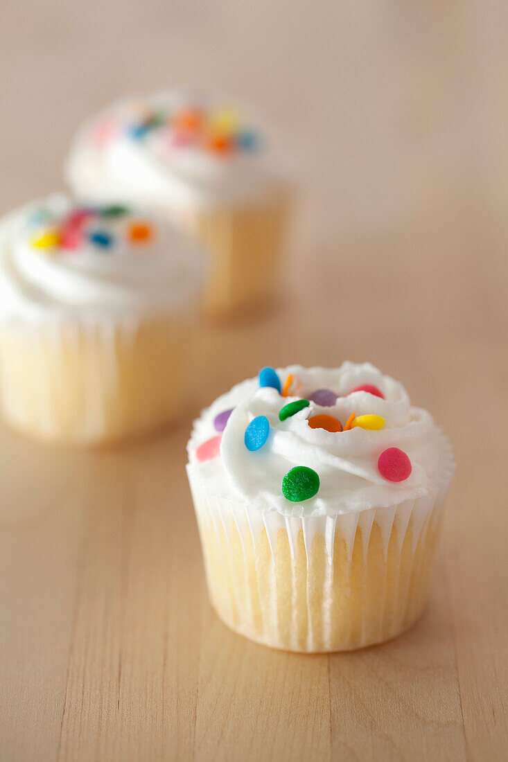Vanilla Cupcakes With Colorful Sprinkles