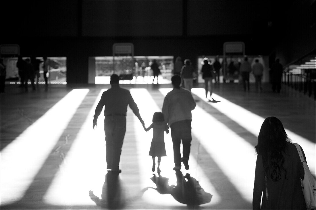 Visitors Exiting Tate Modern Museum, London, England