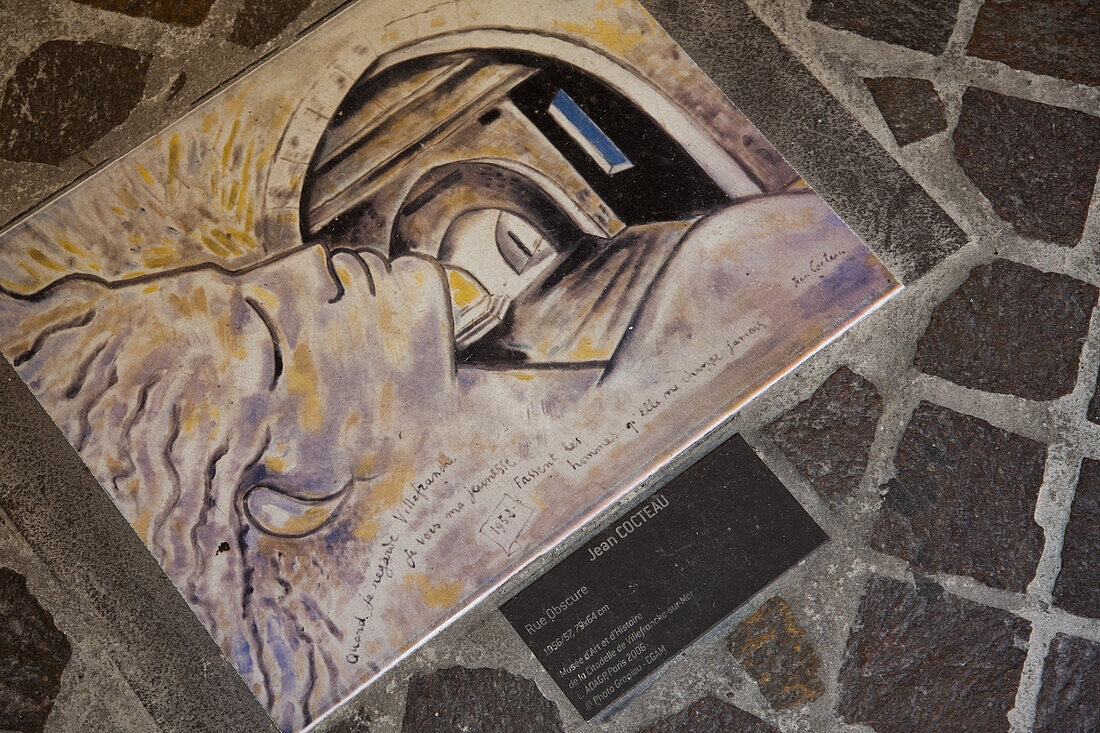 Reproduction In Ceramic Of Rue Obscure Made By Jean Cocteau In 1956, Villefranche-Sur-Mer, Alpes-Maritimes (06), France