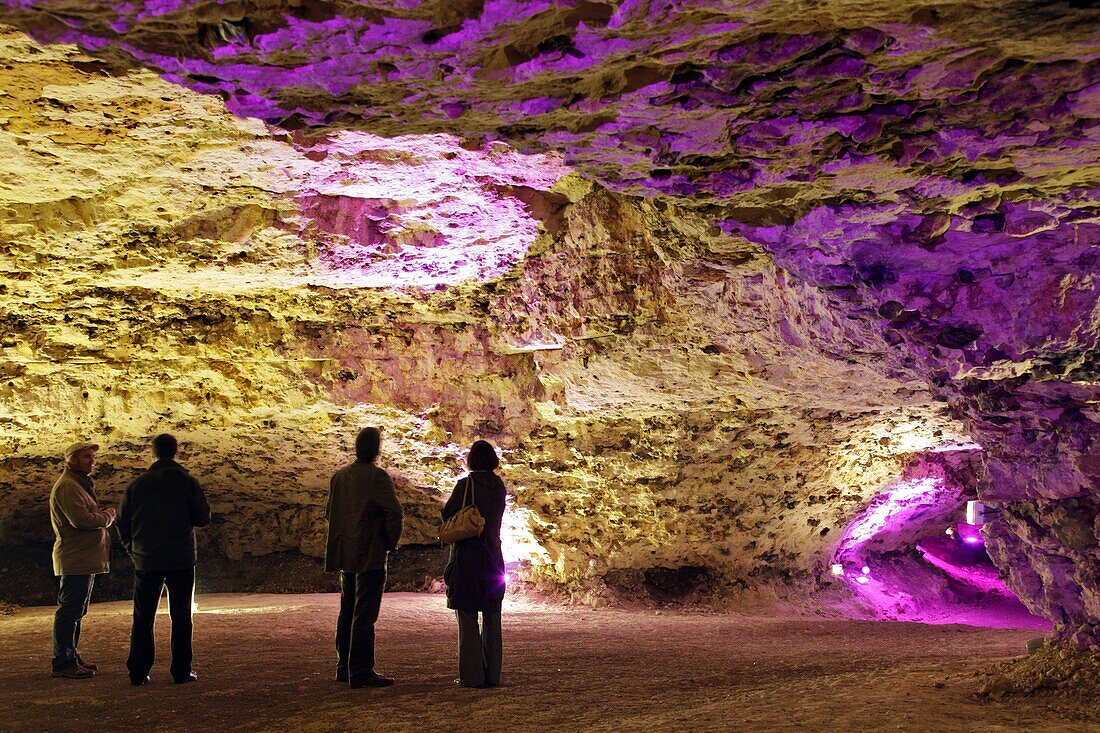 Illumination For The Sound And Light Show In The Caverns Of The Foulon Caves, Limestone Geological Site, Chateaudun, Eure-Et-Loir (28), France