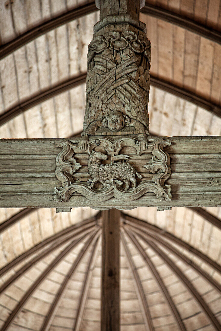 Bas-Relief Representing A Sheep, Sculpture On The Wooden Beams Of The Framework, Chateau De Chateaudun, Eure-Et-Loir (28), France