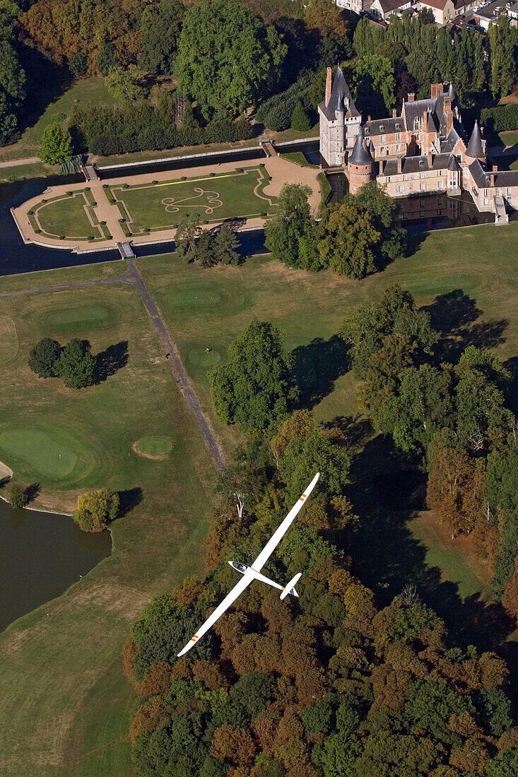 Flight In A Glider Over The Chateau De Maintenon, Aerial View, Eure-Et-Loir (28), France