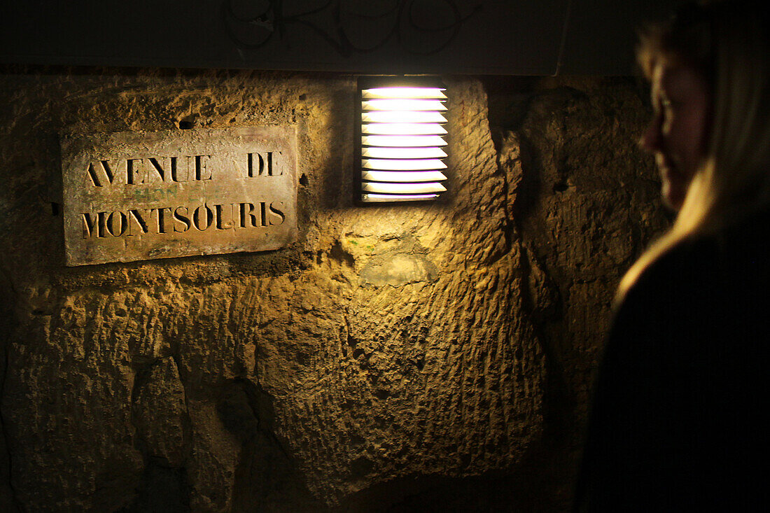 Underground Sign For The Avenue De Montsouris, Catacombs Of Paris, 14Th Arrondissement, Paris (75)