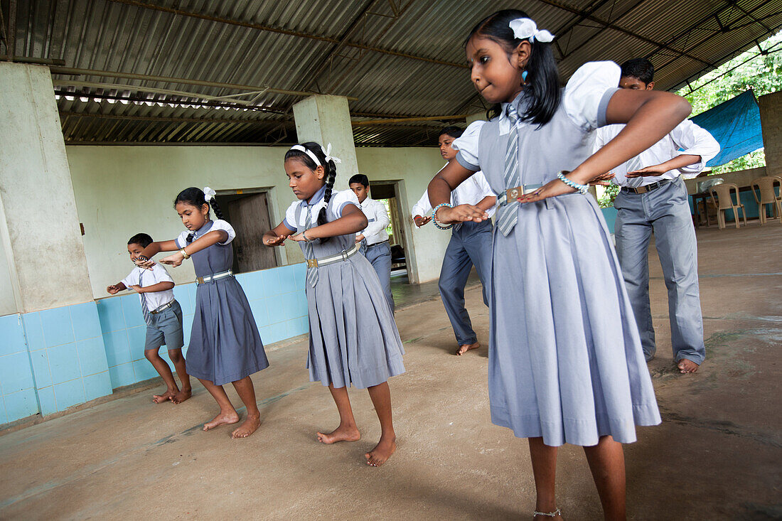 Indian Schoolchildren During A Dance Class, School In Nedungolam, Kerala, Southern India, Asia